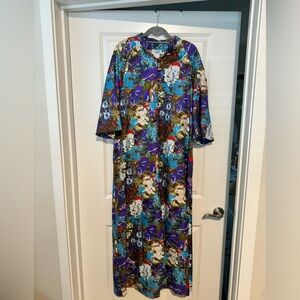 RARE Vintage Andrade Honolulu Hawaiian Floral Maxi Dress Size 16 Womens Plus EUC